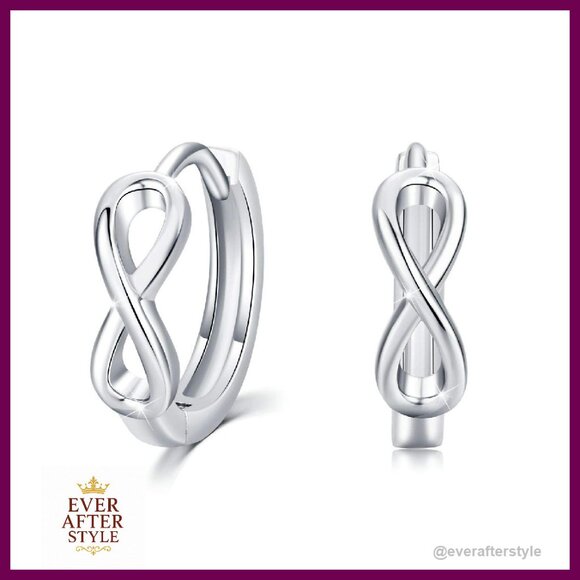 Jewelry - Sterling Silver Infinity Hoop Earrings Elegant Minimal Chic Huggie Hoops